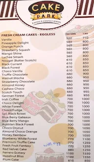 Cake Park menu 1