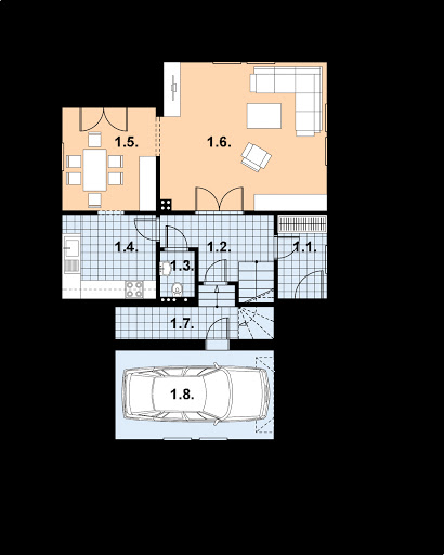 L-40 szkielet drewniany - Rzut parteru