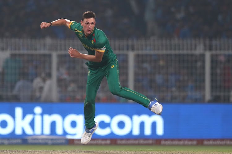 Marco Jansen of Proteas delivers a ball during the ICC men's Cricket World Cup 2023 match between South Africa and India at Eden Gardens in Kolkata, India, November 5 2023. Picture: PANKAJ NANGIA/GALLO IMAGES