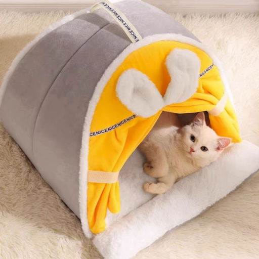 Winter Warm Cat House Super Soft Cozy Cat Sleeping Cave Thicken Cute Kitten Puppy Tents Windproof Cat Bed Nest Pet Suppl