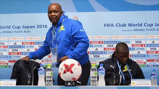 Mamelodi Sundowns coach Pitso Mosimane arrives for a press conference at Suita City Stadium on December 10, 2016 in Osaka, Japan. (Photo by Shaun Botterill - FIFA/FIFA via Getty Images)