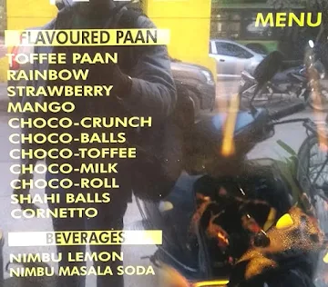 The Paanwala menu 