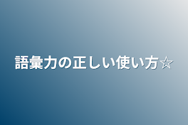 語彙力の正しい使い方☆