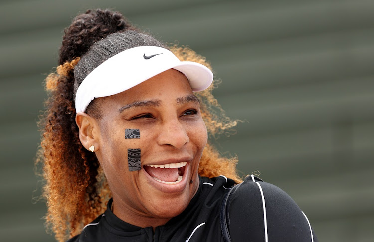 Serena Williams of The US reacts during a training session ahead of The Championships Wimbledon 2022 at the All England Lawn Tennis and Croquet Club in London on June 25 2022.