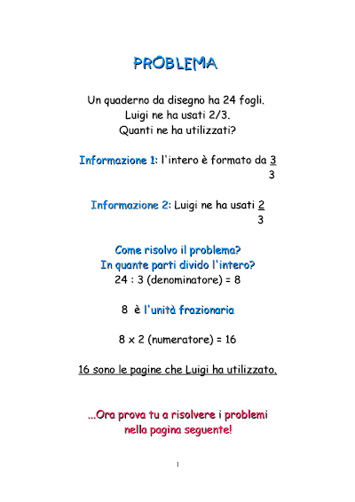 Anteprima della prima pagina: Problemi con le frazioni