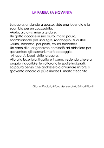 Anteprima della prima pagina: La paura fa novanta -Rodari