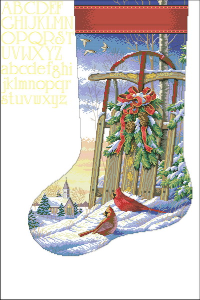 DIM08819 Christmas Sled Stocking