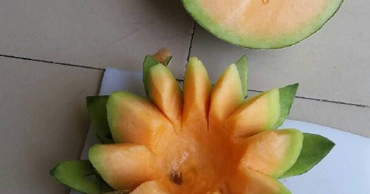 Trái dưa lưới tỉa hoa sen 🌺🍈🍈