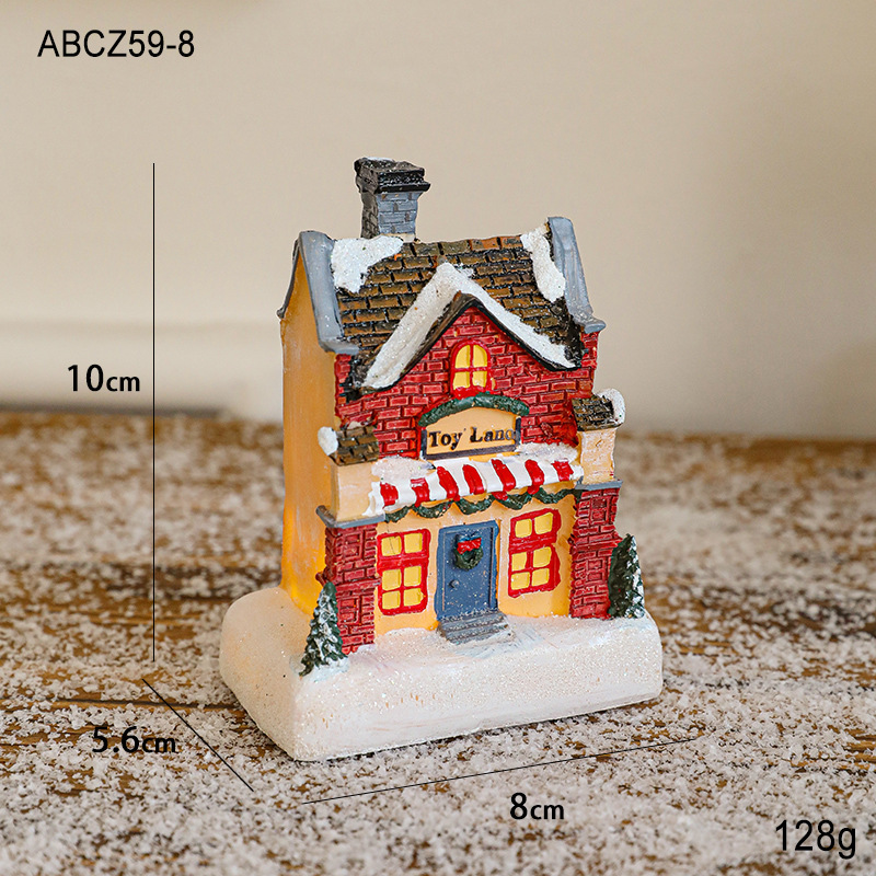 Beleuchtetes Weihnachtshaus aus Kunstharz