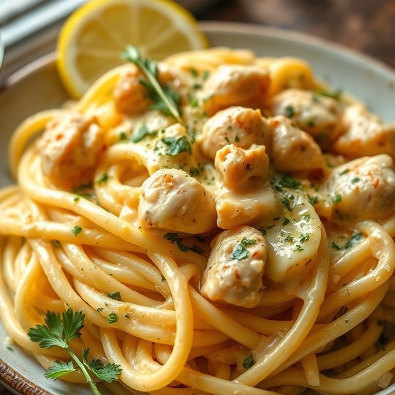 Creamy Lemon Garlic Butter Chicken Pasta Ready in 35 Minutes – Quick, Homemade Comfort Food finished