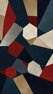 Modern Geometric Collage in Navy, Red, and Beige Tones