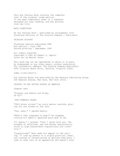 Asprin, Robert Myth Adventures 03 Myth Directions