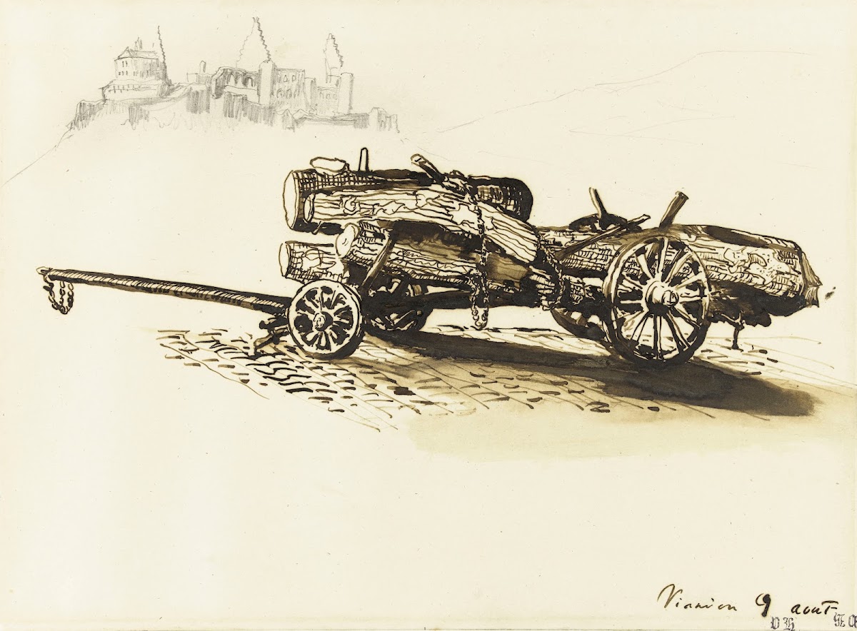 Charrette portant des troncs darbre 1871