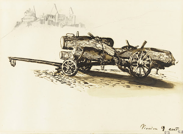 Charrette portant des troncs darbre 1871