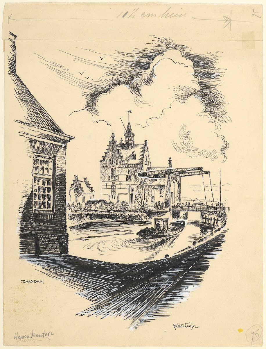 Gezicht op het havenkantoor te Zaandam 1950