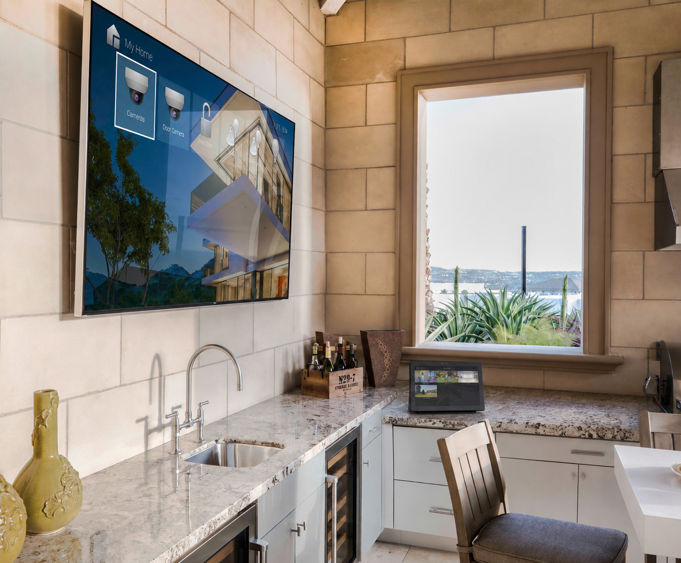 Integrated residential security system with Control4 touchscreen