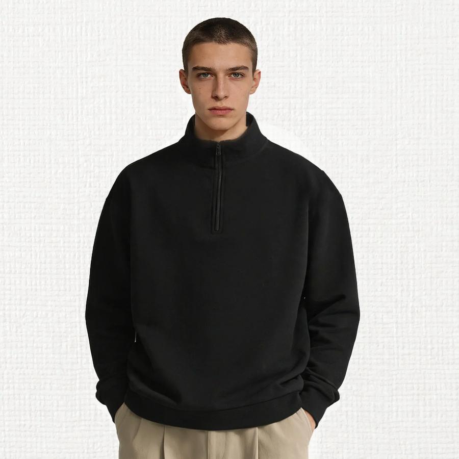 Sweatshirt with high collar and half-zip