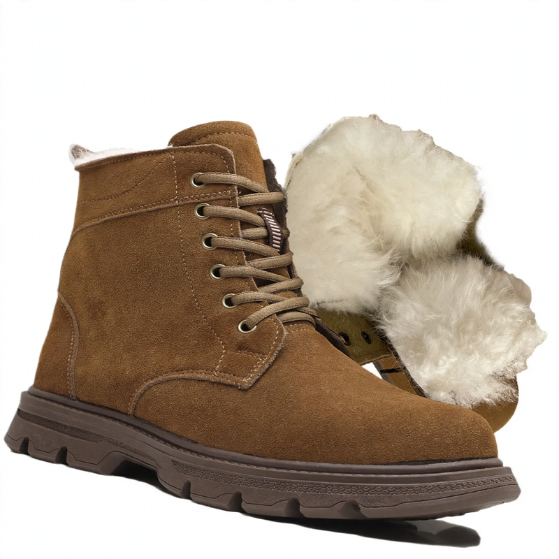 Men's winter boots, lined, lambskin, non-slip sole