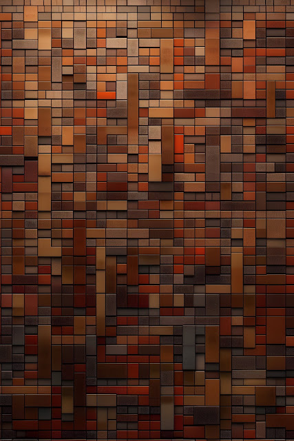 Abstract Mosaic of Earth Tones in Geometric Blocks - Free mobile Wallpaper