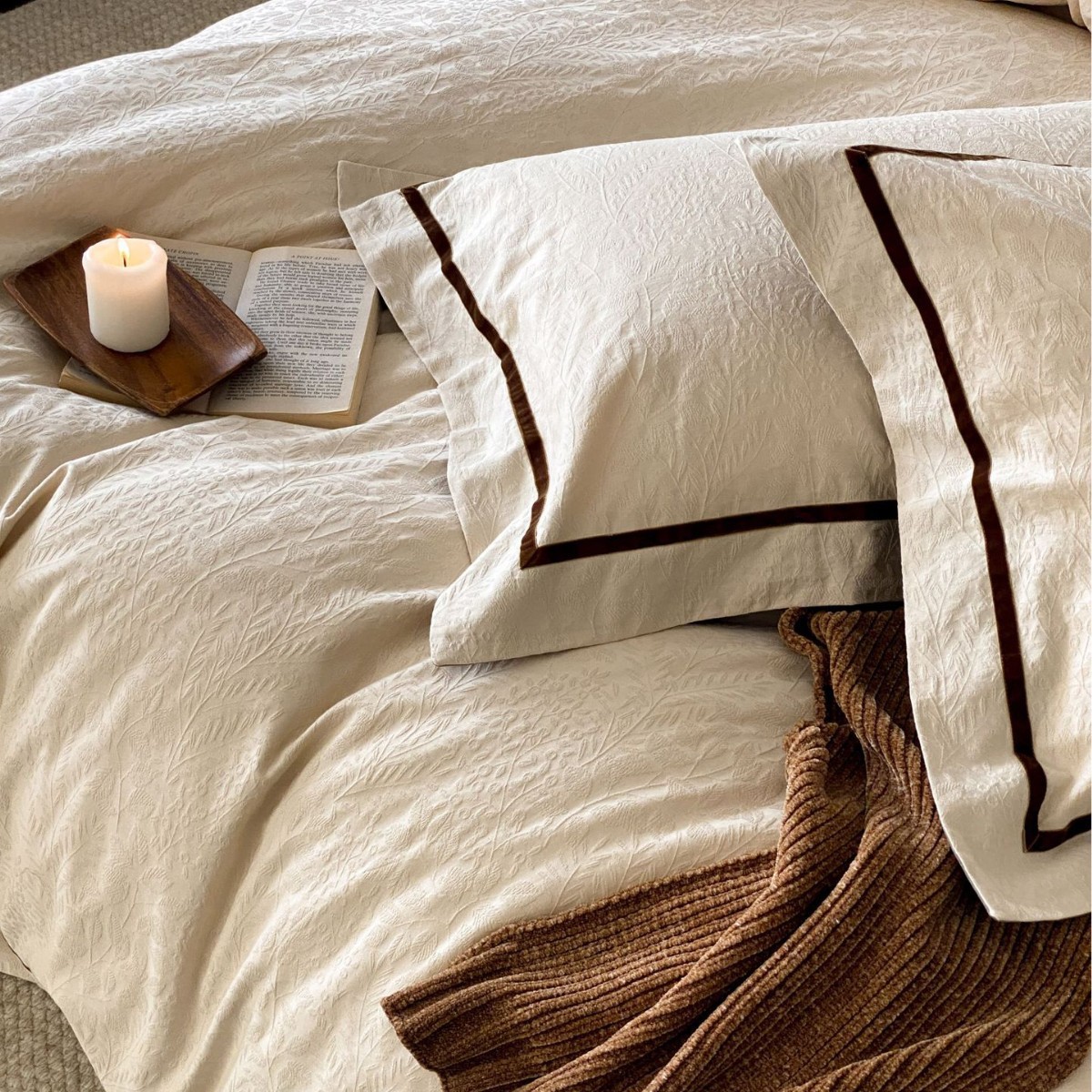 Brushed Cotton Bedding Set, Jacquard, Various Sizes