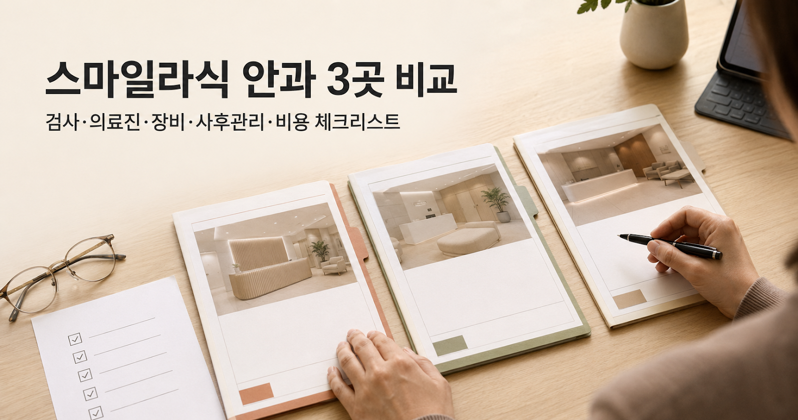 스마일라식 병원 선택,안과 3곳 비교표를 작성해보기