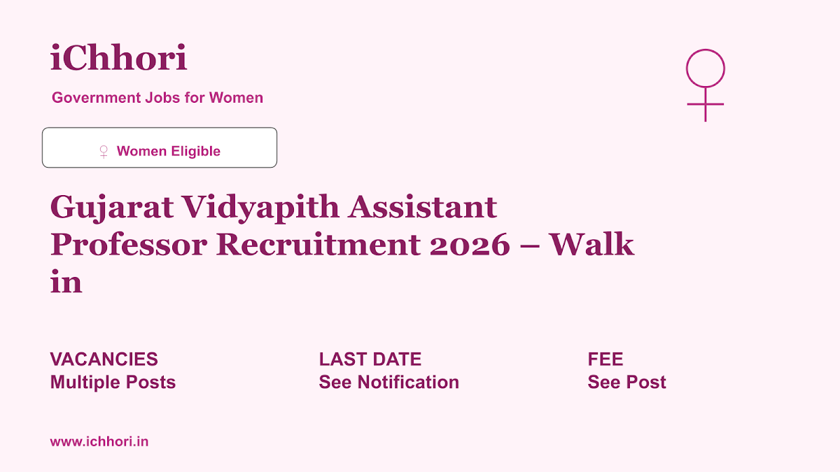 Gujarat Vidyapith Assistant Professor Recruitment 2026 – Walk in - iChhori