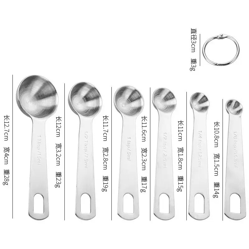 Edelstahl-Messlöffel und Messbecher-Set, 6-teilig