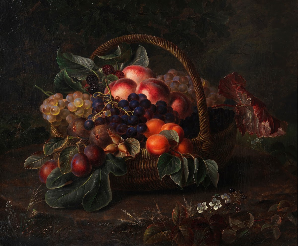 Stillleben mit Früchtekorb 1845