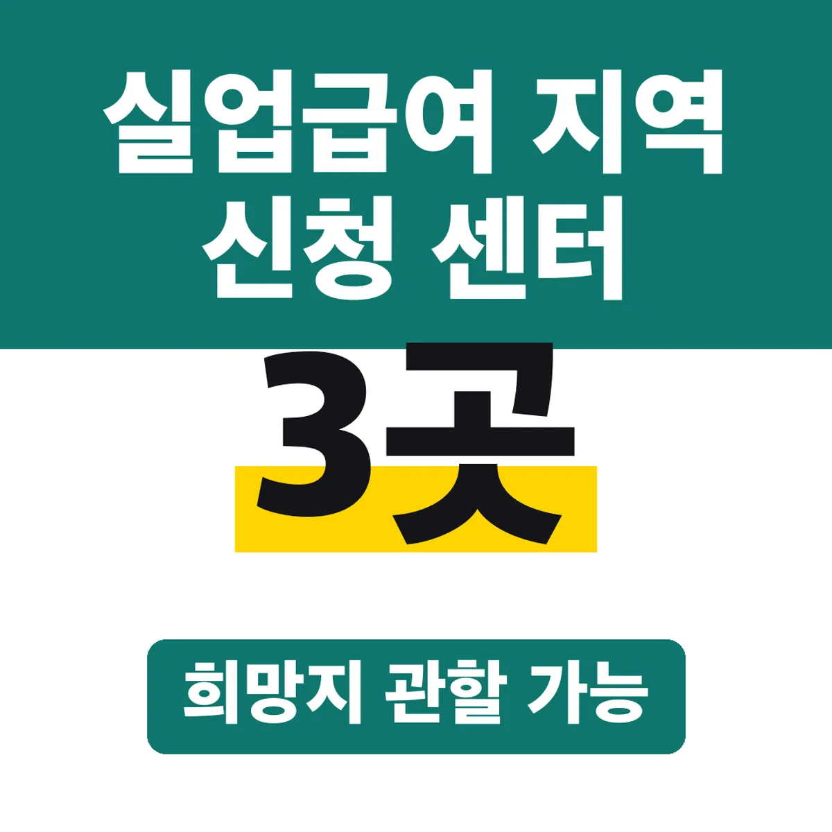 실업급여 지역 신청 센터, 희망지 관할 3곳 가능