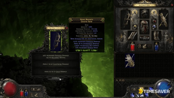 Revealing three Desecrated modifier options at the Well of Souls in PoE2