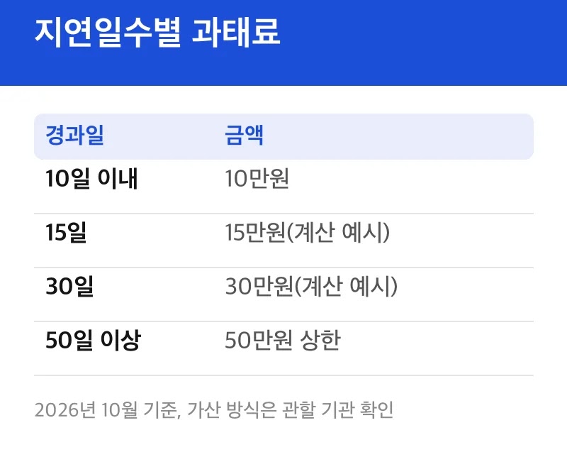 지연일수별 과태료