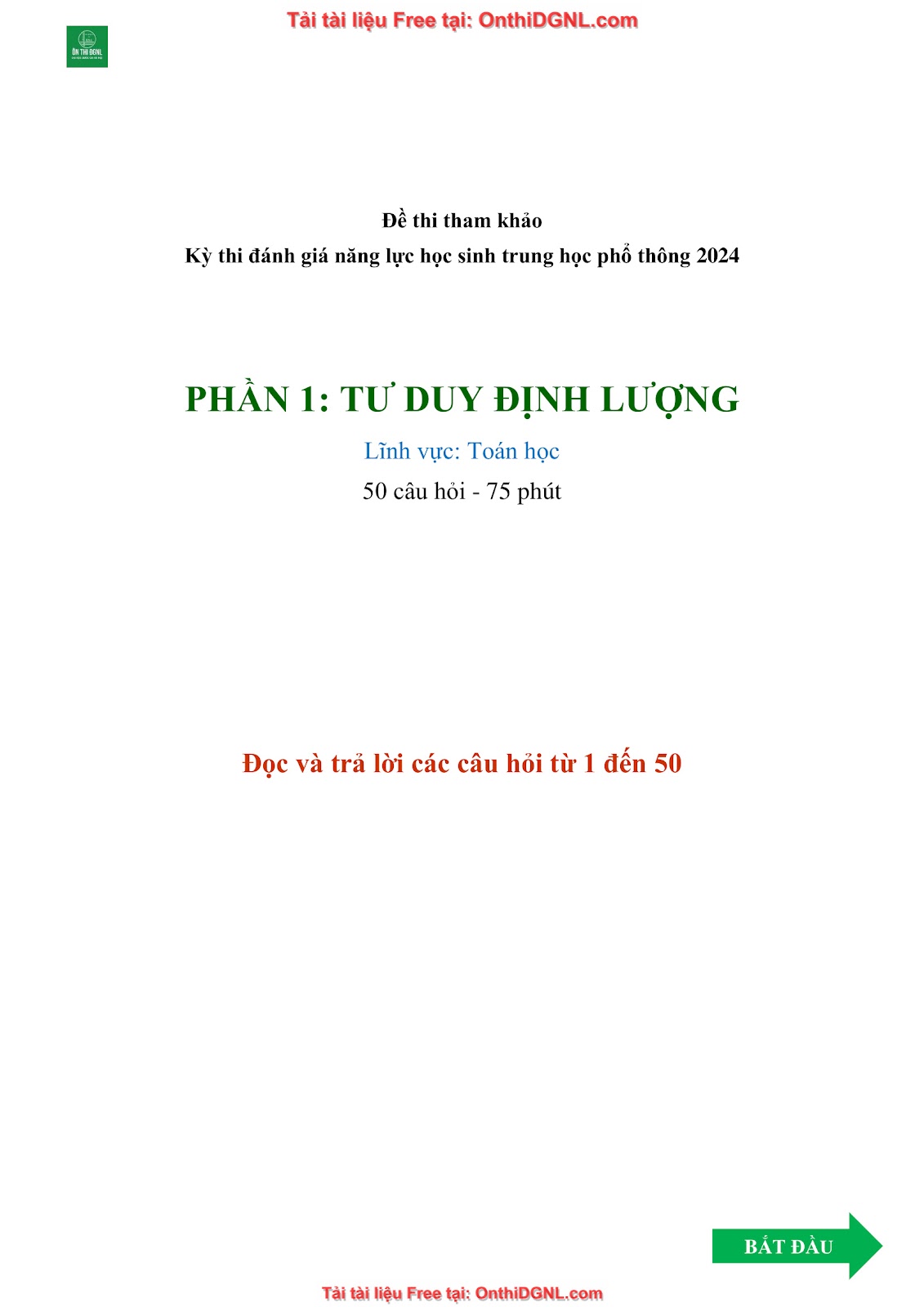 10 Đề ôn HSA - có đáp án
