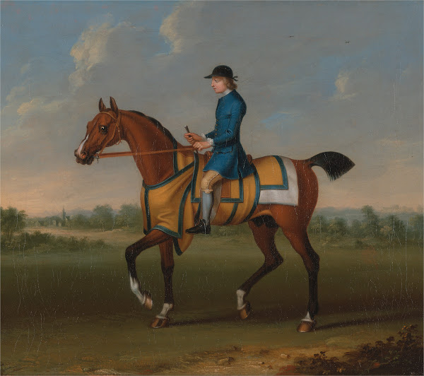 A Bay Racehorse with Jockey Up ca 1730