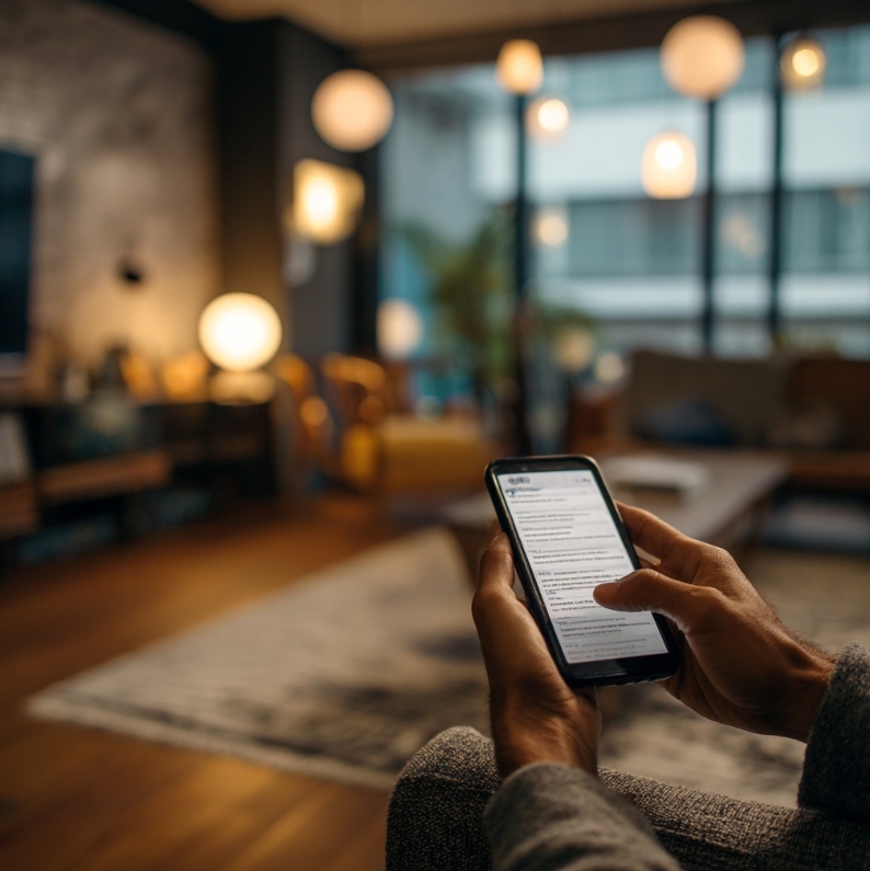 문자를 삭제하고 안심하는 일상적인 장면