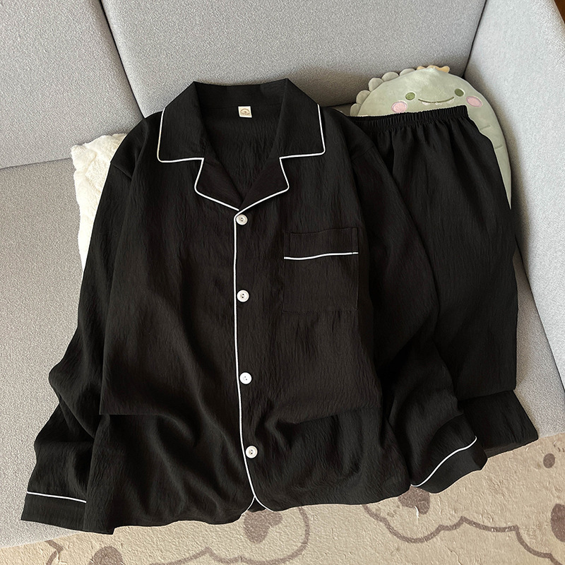Herren-Pyjama aus weicher Baumwoll-Gaze, schlicht