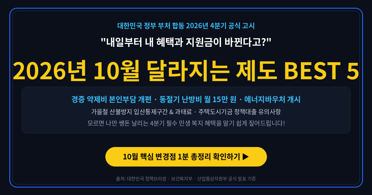 2026년 10월 달라지는 제도 BEST 5