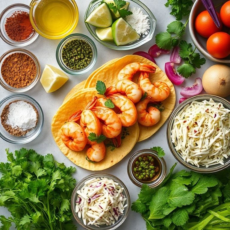 Ingredients for Blackened Shrimp Tacos with Fresh Slaw (Bold & Flavorful) – Easy 30-Minute Weeknight Dinner