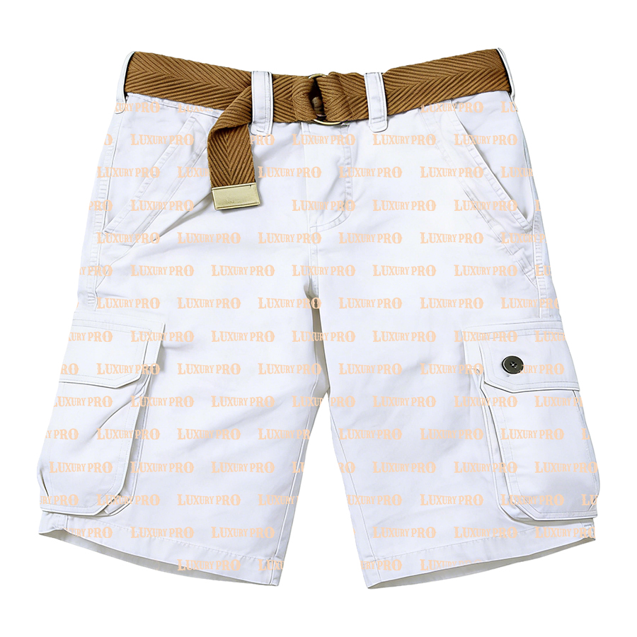 AOP Faux Denim Shorts with Belt