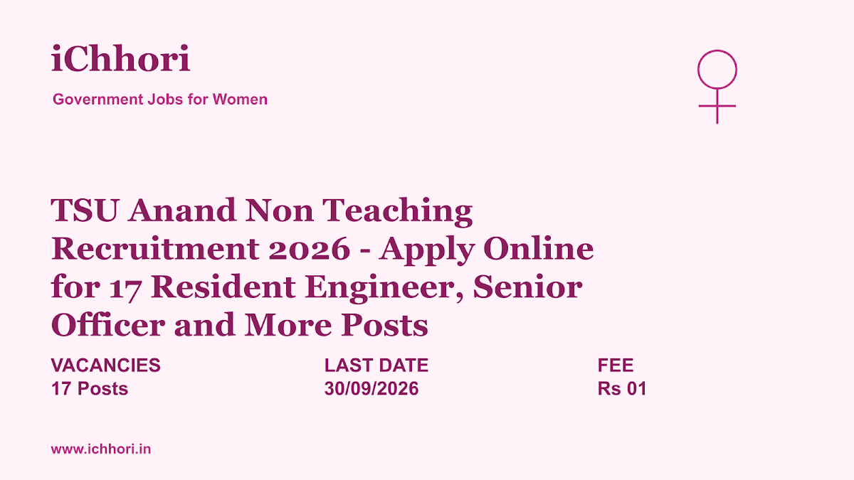TSU Anand Non Teaching Recruitment 2026 - Apply Online for 17 Resident Engineer, Senior Officer and More Posts - iChhori