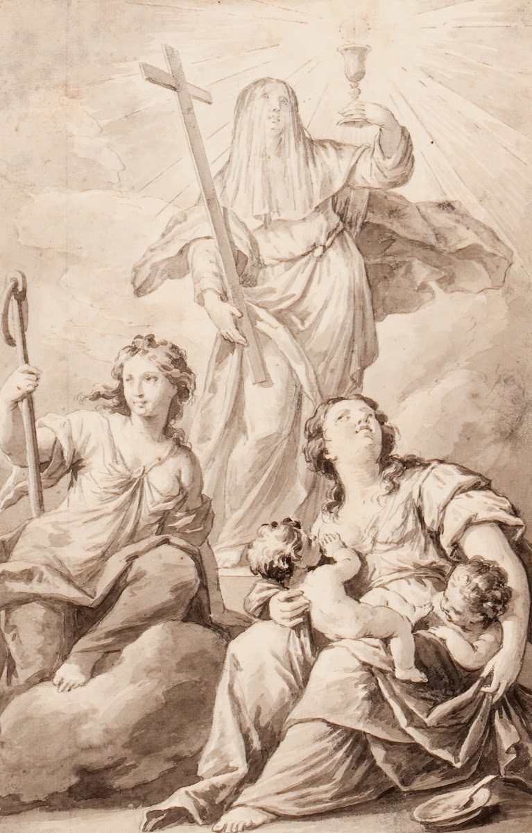 Saint Theresa a second female saint and Charity possibly preliminary study for a