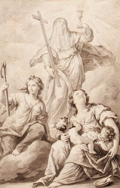 Saint Theresa a second female saint and Charity possibly preliminary study for a
