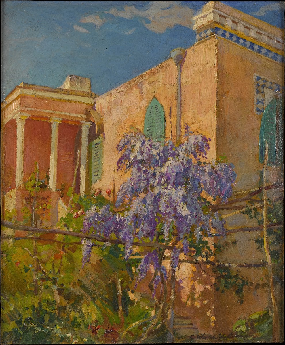 A House with Flowering Trees along the Amalfi Coast of Italy circa 1928