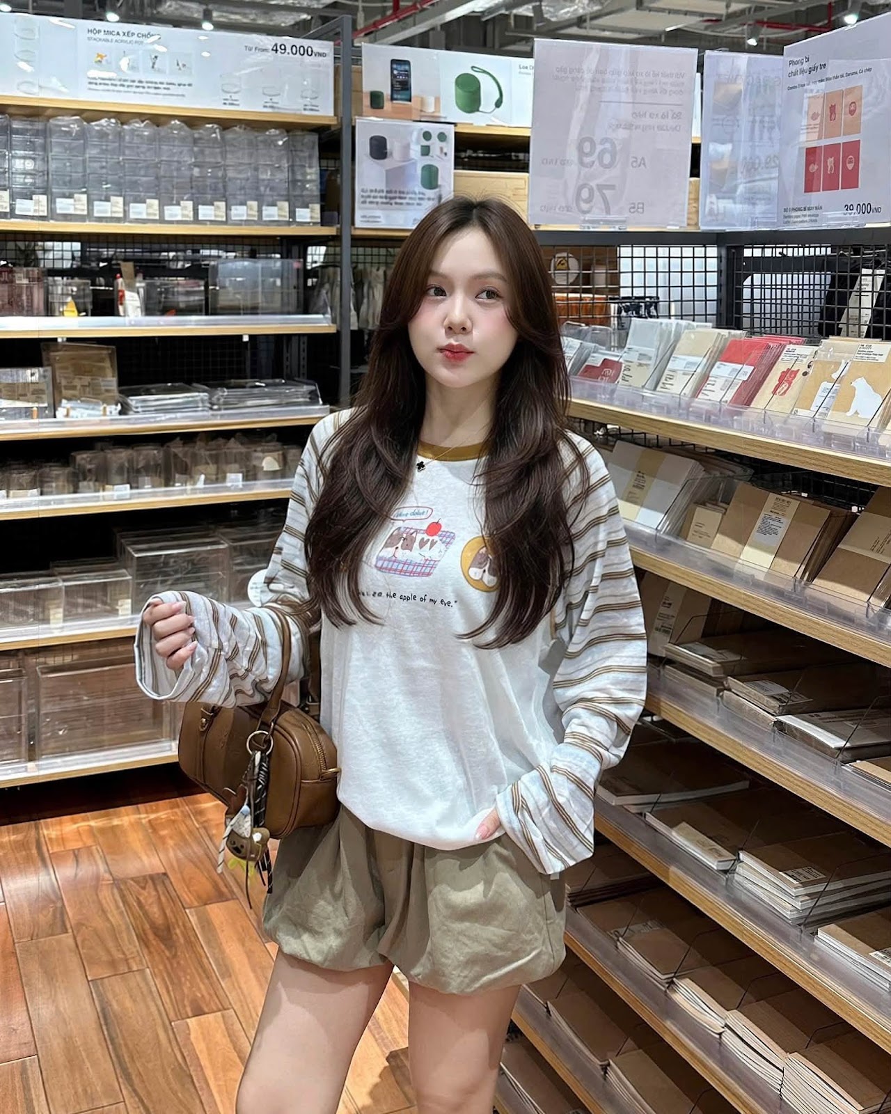 Áo thun dài tay phối tay sọc in hình chú cún XONXEN SHOP 814 – Image 2