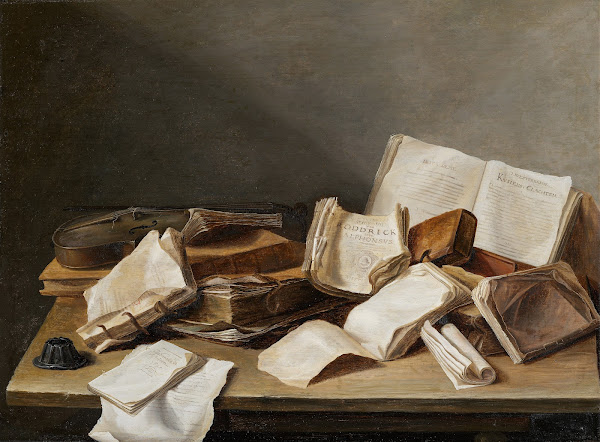 Still Life with Books and a Violin 1628