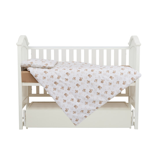 Детское сменное постельное белье 3 эл Twins Comfort Soft (фланель) Teddy Bears бежевый/белый