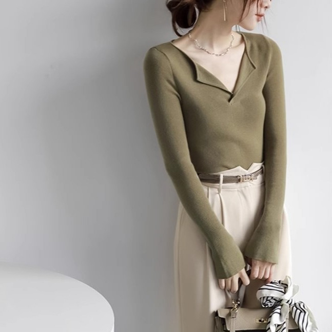 Damen-Strickpullover mit V-Ausschnitt