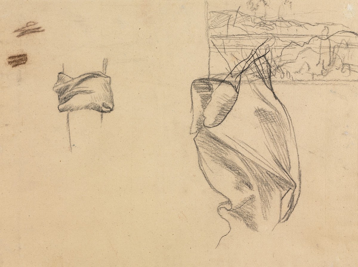 Studies of Drapery and Study of a Landscape verso 1800s