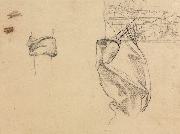 Studies of Drapery and Study of a Landscape verso 1800s