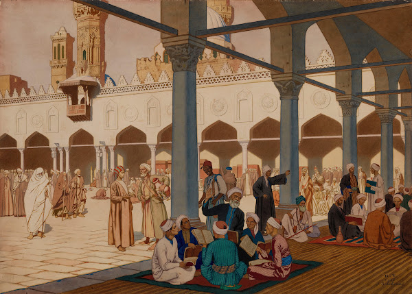 Courtyard of the Al Azhar Mosque and University Cairo 1928