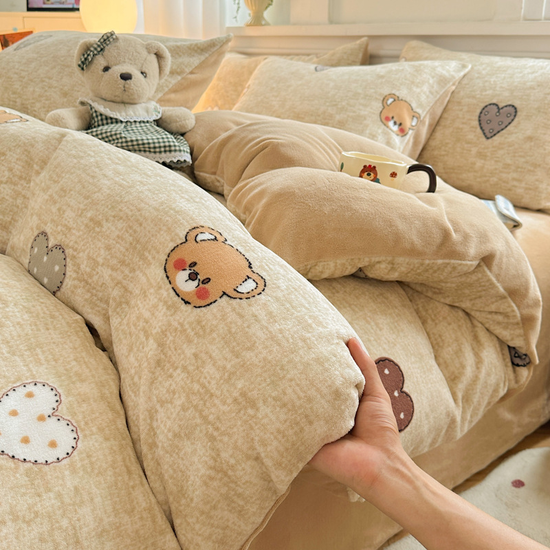 Milk fiber fleece bedding set, various designs
